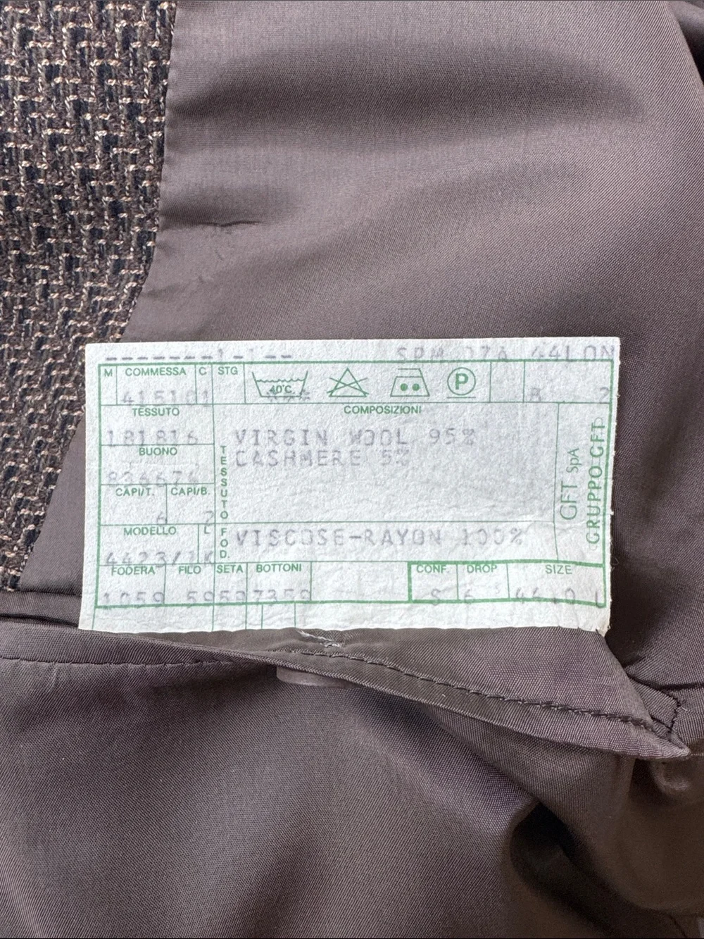 VTG 90s Giorgio Armani Brown/Green/Black Textured Three-Button Wool Blazer 44L